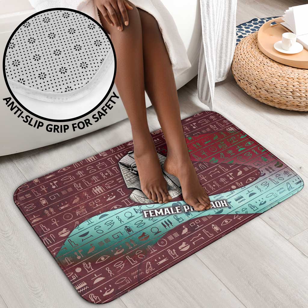 Hatshepsut Bathroom Set with Pharaoh Bust Illustration, Female Pharaoh Title and Egyptian Hieroglyph - Wonder Print Shop