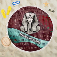 Hatshepsut Beach Blanket with Pharaoh Bust Illustration, Female Pharaoh Title and Egyptian Hieroglyph - Wonder Print Shop