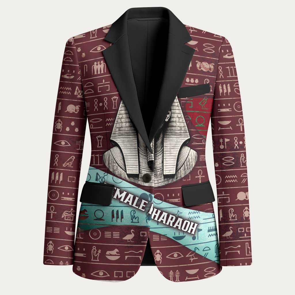 Hatshepsut Blazer with Pharaoh Bust Illustration, Female Pharaoh Title and Egyptian Hieroglyph - Wonder Print Shop
