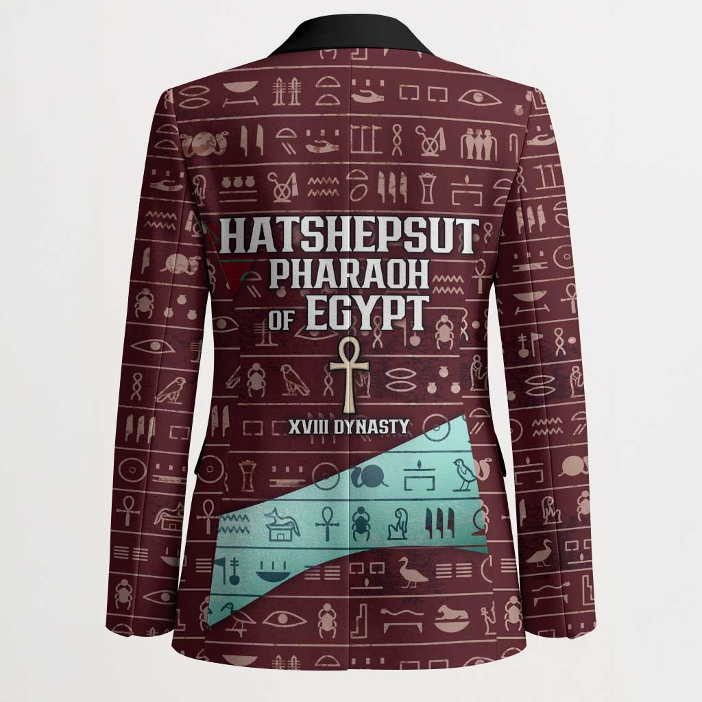 Hatshepsut Blazer with Pharaoh Bust Illustration, Female Pharaoh Title and Egyptian Hieroglyph - Wonder Print Shop