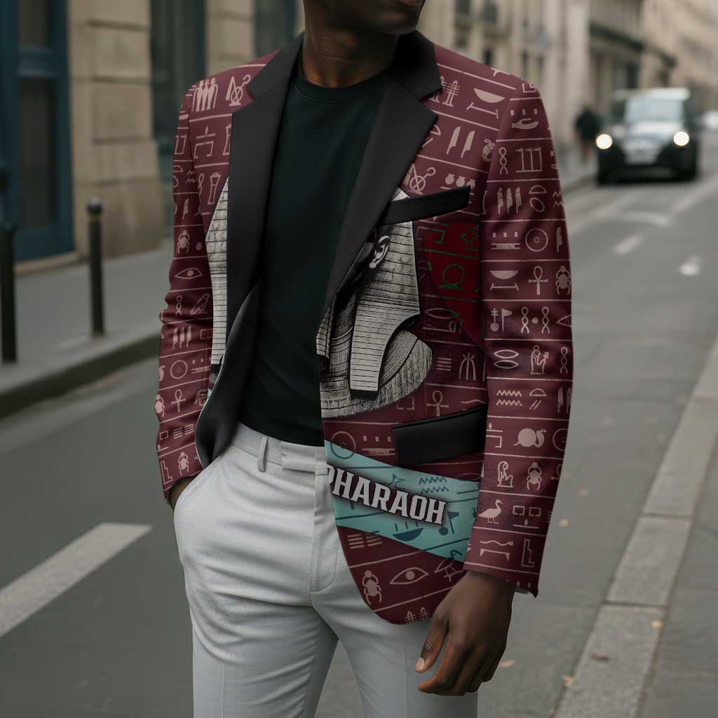 Hatshepsut Blazer with Pharaoh Bust Illustration, Female Pharaoh Title and Egyptian Hieroglyph - Wonder Print Shop