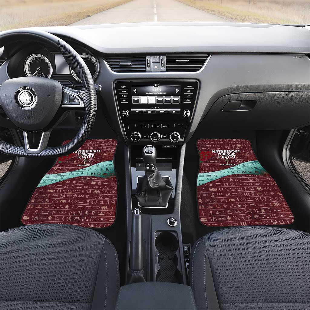Hatshepsut Car Mats with Pharaoh Bust Illustration, Female Pharaoh Title and Egyptian Hieroglyph - Wonder Print Shop