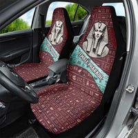 Hatshepsut Car Seat Cover with Pharaoh Bust Illustration, Female Pharaoh Title and Egyptian Hieroglyph - Wonder Print Shop