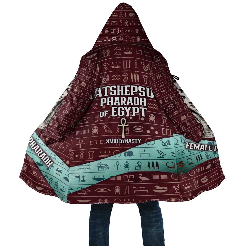 Hatshepsut Cloak with Pharaoh Bust Illustration, Female Pharaoh Title and Egyptian Hieroglyph - Wonder Print Shop