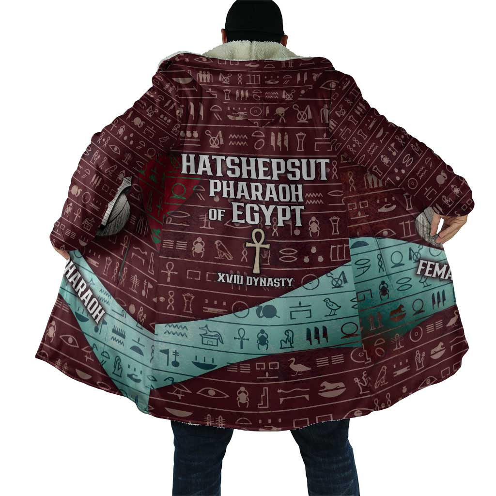 Hatshepsut Cloak with Pharaoh Bust Illustration, Female Pharaoh Title and Egyptian Hieroglyph - Wonder Print Shop