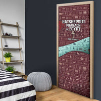 Hatshepsut Door Cover with Pharaoh Bust Illustration, Female Pharaoh Title and Egyptian Hieroglyph - Wonder Print Shop