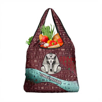 Hatshepsut Grocery Bag with Pharaoh Bust Illustration, Female Pharaoh Title and Egyptian Hieroglyph - Wonder Print Shop