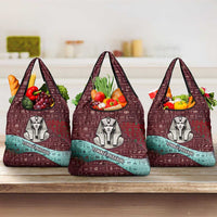 Hatshepsut Grocery Bag with Pharaoh Bust Illustration, Female Pharaoh Title and Egyptian Hieroglyph - Wonder Print Shop