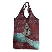 Hatshepsut Grocery Bag with Pharaoh Bust Illustration, Female Pharaoh Title and Egyptian Hieroglyph - Wonder Print Shop