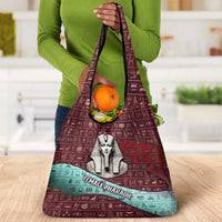 Hatshepsut Grocery Bag with Pharaoh Bust Illustration, Female Pharaoh Title and Egyptian Hieroglyph - Wonder Print Shop