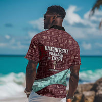 Hatshepsut Hawaiian Shirt with Pharaoh Bust Illustration, Female Pharaoh Title and Egyptian Hieroglyph - Wonder Print Shop