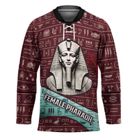 Hatshepsut Hockey Jersey with Pharaoh Bust Illustration, Female Pharaoh Title and Egyptian Hieroglyph - Wonder Print Shop