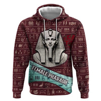Hatshepsut Hoodie with Pharaoh Bust Illustration, Female Pharaoh Title and Egyptian Hieroglyph - Wonder Print Shop