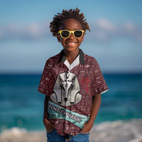 Hatshepsut Kid Hawaiian Shirt with Pharaoh Bust Illustration, Female Pharaoh Title and Egyptian Hieroglyph - Wonder Print Shop