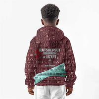 Hatshepsut Kid Hoodie with Pharaoh Bust Illustration, Female Pharaoh Title and Egyptian Hieroglyph - Wonder Print Shop