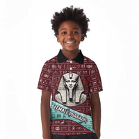 Hatshepsut Kid Polo Shirt with Pharaoh Bust Illustration, Female Pharaoh Title and Egyptian Hieroglyph - Wonder Print Shop