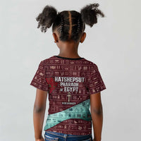 Hatshepsut Kid T shirt with Pharaoh Bust Illustration, Female Pharaoh Title and Egyptian Hieroglyph - Wonder Print Shop