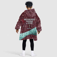 Hatshepsut Kid Wearable Blanket Hoodie with Pharaoh Bust Illustration, Female Pharaoh Title and Egyptian Hieroglyph - Wonder Print Shop