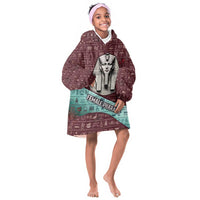 Hatshepsut Kid Wearable Blanket Hoodie with Pharaoh Bust Illustration, Female Pharaoh Title and Egyptian Hieroglyph - Wonder Print Shop