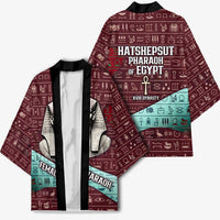 Hatshepsut Kimono with Pharaoh Bust Illustration, Female Pharaoh Title and Egyptian Hieroglyph - Wonder Print Shop