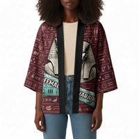 Hatshepsut Kimono with Pharaoh Bust Illustration, Female Pharaoh Title and Egyptian Hieroglyph - Wonder Print Shop