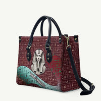 Hatshepsut Leather Bag with Pharaoh Bust Illustration, Female Pharaoh Title and Egyptian Hieroglyph - Wonder Print Shop