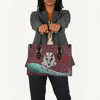 Hatshepsut Leather Bag with Pharaoh Bust Illustration, Female Pharaoh Title and Egyptian Hieroglyph - Wonder Print Shop