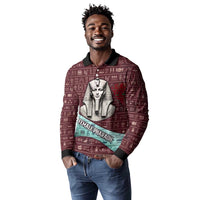 Hatshepsut Long Sleeve Polo Shirt with Pharaoh Bust Illustration, Female Pharaoh Title and Egyptian Hieroglyph - Wonder Print Shop