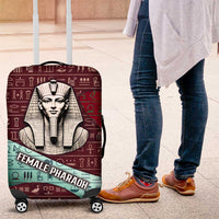 Hatshepsut Luggage Cover with Pharaoh Bust Illustration, Female Pharaoh Title and Egyptian Hieroglyph - Wonder Print Shop