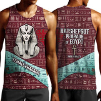 Hatshepsut Men Tank Top with Pharaoh Bust Illustration, Female Pharaoh Title and Egyptian Hieroglyph - Wonder Print Shop