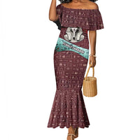 Hatshepsut Mermaid Dress with Pharaoh Bust Illustration, Female Pharaoh Title and Egyptian Hieroglyph - Wonder Print Shop