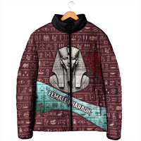 Hatshepsut Padded Jacket with Pharaoh Bust Illustration, Female Pharaoh Title and Egyptian Hieroglyph - Wonder Print Shop