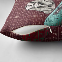 Hatshepsut Pillow Cover with Pharaoh Bust Illustration, Female Pharaoh Title and Egyptian Hieroglyph - Wonder Print Shop