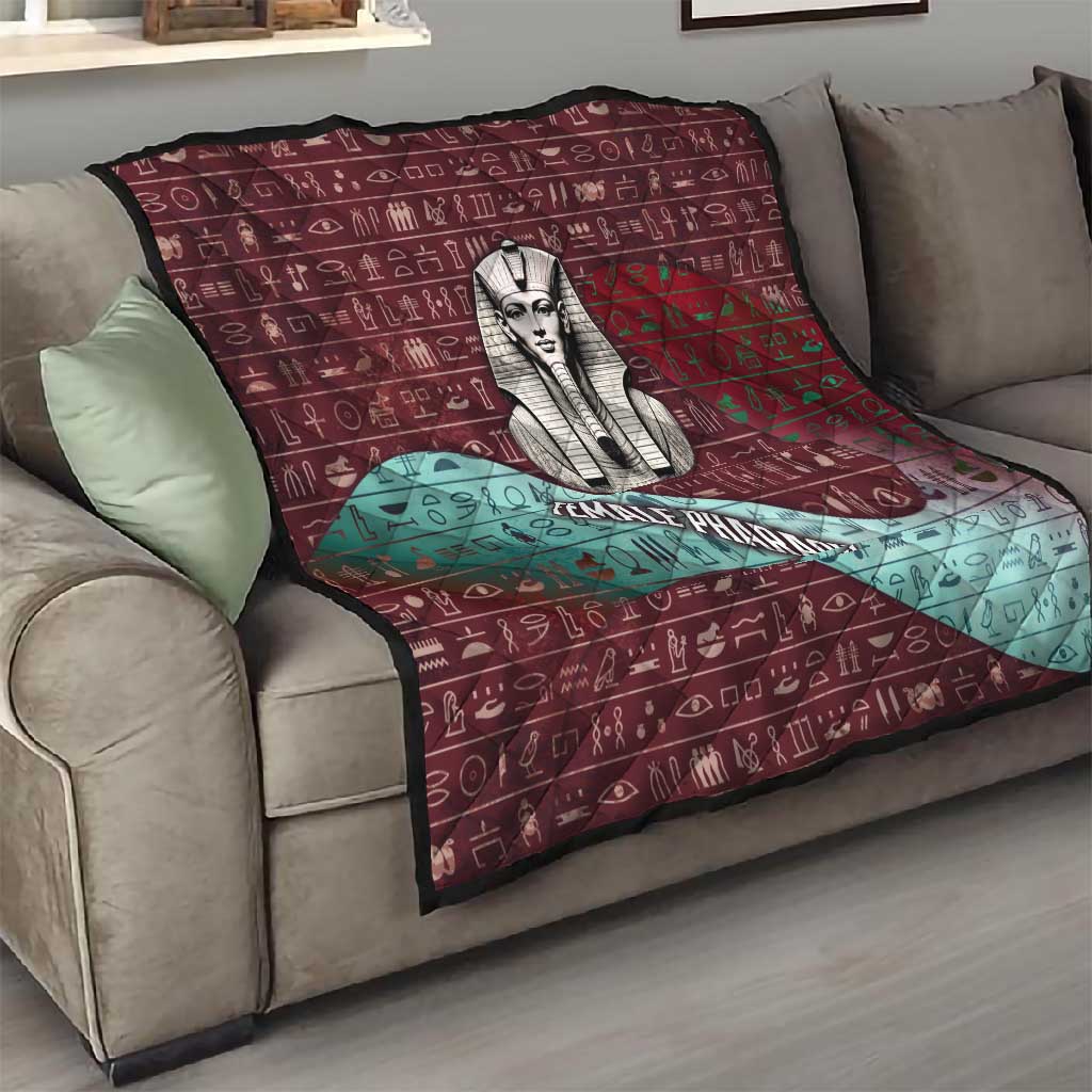 Hatshepsut Quilt with Pharaoh Bust Illustration, Female Pharaoh Title and Egyptian Hieroglyph - Wonder Print Shop