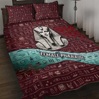 Hatshepsut Quilt Bed Set with Pharaoh Bust Illustration, Female Pharaoh Title and Egyptian Hieroglyph - Wonder Print Shop
