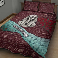 Hatshepsut Quilt Bed Set with Pharaoh Bust Illustration, Female Pharaoh Title and Egyptian Hieroglyph - Wonder Print Shop