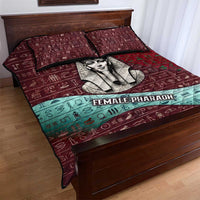 Hatshepsut Quilt Bed Set with Pharaoh Bust Illustration, Female Pharaoh Title and Egyptian Hieroglyph - Wonder Print Shop