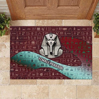 Hatshepsut Rubber Doormat with Pharaoh Bust Illustration, Female Pharaoh Title and Egyptian Hieroglyph - Wonder Print Shop