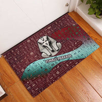 Hatshepsut Rubber Doormat with Pharaoh Bust Illustration, Female Pharaoh Title and Egyptian Hieroglyph - Wonder Print Shop