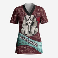 Hatshepsut Scrub Top with Pharaoh Bust Illustration, Female Pharaoh Title and Egyptian Hieroglyph - Wonder Print Shop