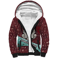 Hatshepsut Sherpa Hoodie with Pharaoh Bust Illustration, Female Pharaoh Title and Egyptian Hieroglyph - Wonder Print Shop