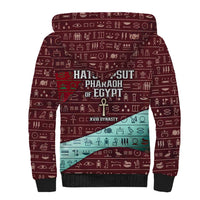 Hatshepsut Sherpa Hoodie with Pharaoh Bust Illustration, Female Pharaoh Title and Egyptian Hieroglyph - Wonder Print Shop