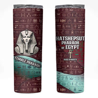Hatshepsut Skinny Tumbler with Pharaoh Bust Illustration, Female Pharaoh Title and Egyptian Hieroglyph - Wonder Print Shop