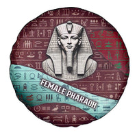 Hatshepsut Spare Tire Cover with Pharaoh Bust Illustration, Female Pharaoh Title and Egyptian Hieroglyph - Wonder Print Shop