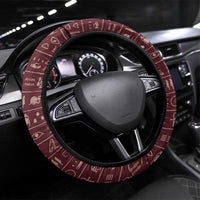 Hatshepsut Steering Wheel Cover with Pharaoh Bust Illustration, Female Pharaoh Title and Egyptian Hieroglyph - Wonder Print Shop