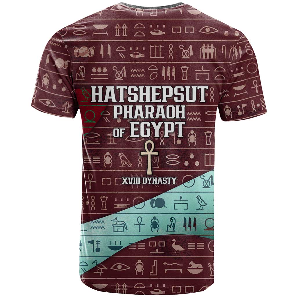 Hatshepsut T shirt with Pharaoh Bust Illustration, Female Pharaoh Title and Egyptian Hieroglyph - Wonder Print Shop