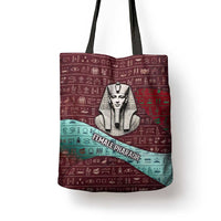 Hatshepsut Tote Bag with Pharaoh Bust Illustration, Female Pharaoh Title and Egyptian Hieroglyph - Wonder Print Shop