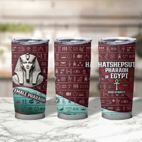 Hatshepsut Tumbler Cup with Pharaoh Bust Illustration, Female Pharaoh Title and Egyptian Hieroglyph - Wonder Print Shop