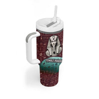 Hatshepsut Tumbler With Handle with Pharaoh Bust Illustration, Female Pharaoh Title and Egyptian Hieroglyph - Wonder Print Shop