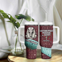 Hatshepsut Tumbler With Handle with Pharaoh Bust Illustration, Female Pharaoh Title and Egyptian Hieroglyph - Wonder Print Shop